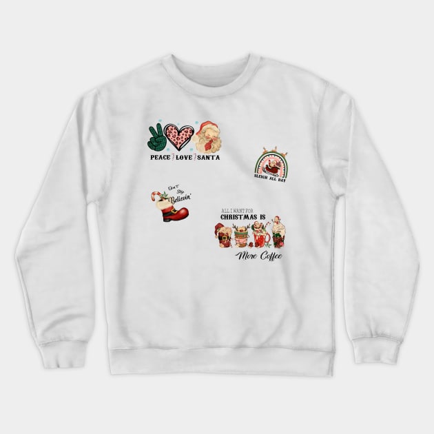 vintage Santa Claus Stickers Pack Crewneck Sweatshirt by Yourfavshop600